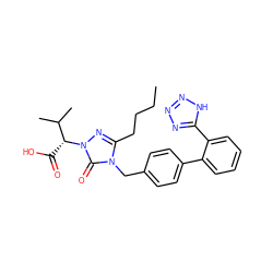 CCCCc1nn([C@H](C(=O)O)C(C)C)c(=O)n1Cc1ccc(-c2ccccc2-c2nnn[nH]2)cc1 ZINC000013832689