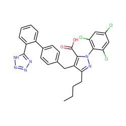 CCCCc1nn(-c2c(Cl)cc(Cl)cc2Cl)c(C(=O)O)c1Cc1ccc(-c2ccccc2-c2nnn[nH]2)cc1 ZINC000026652035