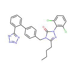 CCCCc1nn(-c2c(Cl)cccc2Cl)c(=O)n1Cc1ccc(-c2ccccc2-c2nnn[nH]2)cc1 ZINC000013832653