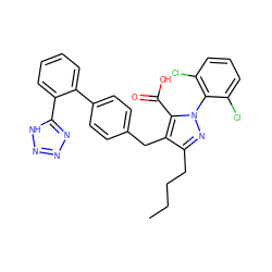 CCCCc1nn(-c2c(Cl)cccc2Cl)c(C(=O)O)c1Cc1ccc(-c2ccccc2-c2nnn[nH]2)cc1 ZINC000026663300