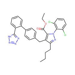 CCCCc1nn(-c2c(Cl)cccc2Cl)c(C(=O)OCC)c1Cc1ccc(-c2ccccc2-c2nnn[nH]2)cc1 ZINC000027184666