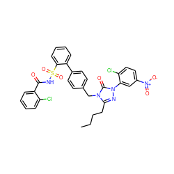 CCCCc1nn(-c2cc([N+](=O)[O-])ccc2Cl)c(=O)n1Cc1ccc(-c2ccccc2S(=O)(=O)NC(=O)c2ccccc2Cl)cc1 ZINC000027520743