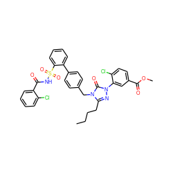 CCCCc1nn(-c2cc(C(=O)OC)ccc2Cl)c(=O)n1Cc1ccc(-c2ccccc2S(=O)(=O)NC(=O)c2ccccc2Cl)cc1 ZINC000027517613