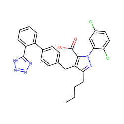 CCCCc1nn(-c2cc(Cl)ccc2Cl)c(C(=O)O)c1Cc1ccc(-c2ccccc2-c2nnn[nH]2)cc1 ZINC000026661600