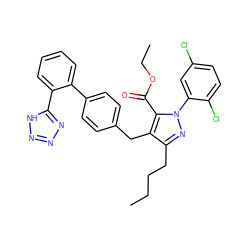 CCCCc1nn(-c2cc(Cl)ccc2Cl)c(C(=O)OCC)c1Cc1ccc(-c2ccccc2-c2nnn[nH]2)cc1 ZINC000026660326