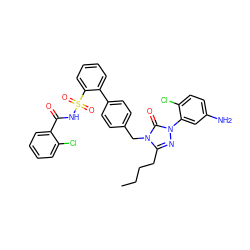 CCCCc1nn(-c2cc(N)ccc2Cl)c(=O)n1Cc1ccc(-c2ccccc2S(=O)(=O)NC(=O)c2ccccc2Cl)cc1 ZINC000027518012