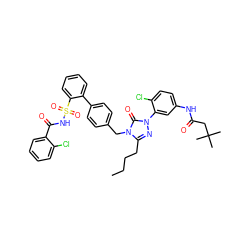 CCCCc1nn(-c2cc(NC(=O)CC(C)(C)C)ccc2Cl)c(=O)n1Cc1ccc(-c2ccccc2S(=O)(=O)NC(=O)c2ccccc2Cl)cc1 ZINC000095614703