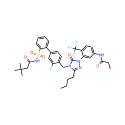 CCCCc1nn(-c2cc(NC(=O)CC)ccc2C(F)(F)F)c(=O)n1Cc1ccc(-c2ccccc2S(=O)(=O)NC(=O)CC(C)(C)C)cc1F ZINC000027199716