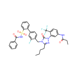 CCCCc1nn(-c2cc(NC(=O)CC)ccc2C(F)(F)F)c(=O)n1Cc1ccc(-c2ccccc2S(=O)(=O)NC(=O)c2ccccc2)cc1F ZINC000027202805