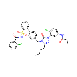 CCCCc1nn(-c2cc(NC(=O)CC)ccc2Cl)c(=O)n1Cc1ccc(-c2ccccc2S(=O)(=O)NC(=O)c2ccccc2Cl)cc1 ZINC000026669550