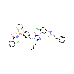 CCCCc1nn(-c2cc(NC(=O)CCc3ccccc3)ccc2Cl)c(=O)n1Cc1ccc(-c2ccccc2S(=O)(=O)NC(=O)c2ccccc2Cl)cc1 ZINC000095611549