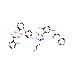 CCCCc1nn(-c2cc(NC(=O)Cc3ccccc3)ccc2Cl)c(=O)n1Cc1ccc(-c2ccccc2S(=O)(=O)NC(=O)c2ccccc2Cl)cc1 ZINC000095550653