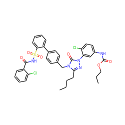 CCCCc1nn(-c2cc(NC(=O)OCCC)ccc2Cl)c(=O)n1Cc1ccc(-c2ccccc2S(=O)(=O)NC(=O)c2ccccc2Cl)cc1 ZINC000095550633