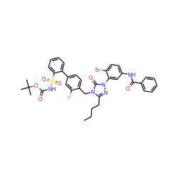 CCCCc1nn(-c2cc(NC(=O)c3ccccc3)ccc2Br)c(=O)n1Cc1ccc(-c2ccccc2S(=O)(=O)NC(=O)OC(C)(C)C)cc1F ZINC000095547585