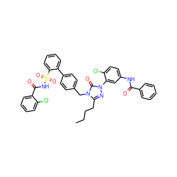 CCCCc1nn(-c2cc(NC(=O)c3ccccc3)ccc2Cl)c(=O)n1Cc1ccc(-c2ccccc2S(=O)(=O)NC(=O)c2ccccc2Cl)cc1 ZINC000095550639