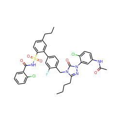 CCCCc1nn(-c2cc(NC(C)=O)ccc2Cl)c(=O)n1Cc1ccc(-c2cc(CCC)ccc2S(=O)(=O)NC(=O)c2ccccc2Cl)cc1F ZINC000095610638