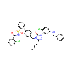 CCCCc1nn(-c2cc(NCc3ccccc3)ccc2Cl)c(=O)n1Cc1ccc(-c2ccccc2S(=O)(=O)NC(=O)c2ccccc2Cl)cc1 ZINC000095611530