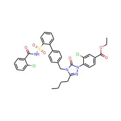 CCCCc1nn(-c2ccc(C(=O)OCC)cc2Cl)c(=O)n1Cc1ccc(-c2ccccc2S(=O)(=O)NC(=O)c2ccccc2Cl)cc1 ZINC000027519048