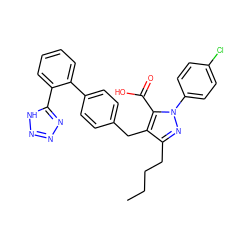 CCCCc1nn(-c2ccc(Cl)cc2)c(C(=O)O)c1Cc1ccc(-c2ccccc2-c2nnn[nH]2)cc1 ZINC000013833911