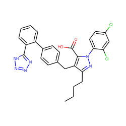 CCCCc1nn(-c2ccc(Cl)cc2Cl)c(C(=O)O)c1Cc1ccc(-c2ccccc2-c2nnn[nH]2)cc1 ZINC000026663601