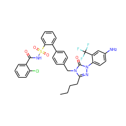 CCCCc1nn(-c2ccc(N)cc2C(F)(F)F)c(=O)n1Cc1ccc(-c2ccccc2S(=O)(=O)NC(=O)c2ccccc2Cl)cc1 ZINC000027518436