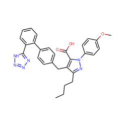 CCCCc1nn(-c2ccc(OC)cc2)c(C(=O)O)c1Cc1ccc(-c2ccccc2-c2nnn[nH]2)cc1 ZINC000013833914