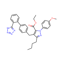 CCCCc1nn(-c2ccc(OC)cc2)c(C(=O)OCC)c1Cc1ccc(-c2ccccc2-c2nnn[nH]2)cc1 ZINC000027180819