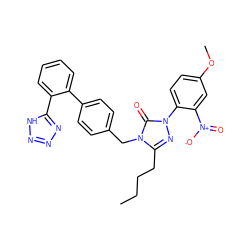 CCCCc1nn(-c2ccc(OC)cc2[N+](=O)[O-])c(=O)n1Cc1ccc(-c2ccccc2-c2nnn[nH]2)cc1 ZINC000026573661