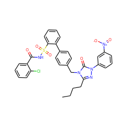 CCCCc1nn(-c2cccc([N+](=O)[O-])c2)c(=O)n1Cc1ccc(-c2ccccc2S(=O)(=O)NC(=O)c2ccccc2Cl)cc1 ZINC000029571143