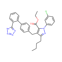 CCCCc1nn(-c2cccc(Cl)c2)c(C(=O)OCC)c1Cc1ccc(-c2ccccc2-c2nnn[nH]2)cc1 ZINC000026651705