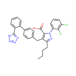 CCCCc1nn(-c2cccc(Cl)c2Cl)c(C(=O)O)c1Cc1ccc(-c2ccccc2-c2nnn[nH]2)cc1 ZINC000026656592