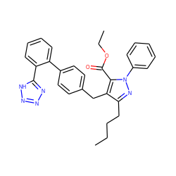 CCCCc1nn(-c2ccccc2)c(C(=O)OCC)c1Cc1ccc(-c2ccccc2-c2nnn[nH]2)cc1 ZINC000013833899