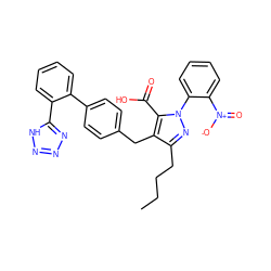 CCCCc1nn(-c2ccccc2[N+](=O)[O-])c(C(=O)O)c1Cc1ccc(-c2ccccc2-c2nnn[nH]2)cc1 ZINC000013833913