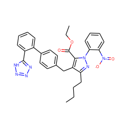 CCCCc1nn(-c2ccccc2[N+](=O)[O-])c(C(=O)OCC)c1Cc1ccc(-c2ccccc2-c2nnn[nH]2)cc1 ZINC000026657224