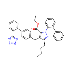 CCCCc1nn(-c2ccccc2-c2ccccc2)c(C(=O)OCC)c1Cc1ccc(-c2ccccc2-c2nnn[nH]2)cc1 ZINC000026658119