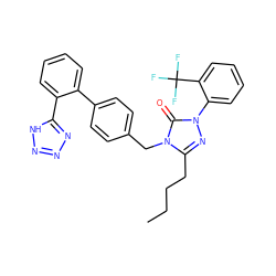 CCCCc1nn(-c2ccccc2C(F)(F)F)c(=O)n1Cc1ccc(-c2ccccc2-c2nnn[nH]2)cc1 ZINC000013739970