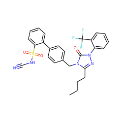 CCCCc1nn(-c2ccccc2C(F)(F)F)c(=O)n1Cc1ccc(-c2ccccc2S(=O)(=O)NC#N)cc1 ZINC000026675602