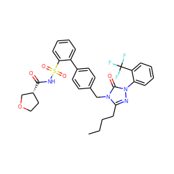 CCCCc1nn(-c2ccccc2C(F)(F)F)c(=O)n1Cc1ccc(-c2ccccc2S(=O)(=O)NC(=O)[C@@H]2CCOC2)cc1 ZINC000026719222