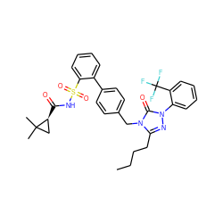 CCCCc1nn(-c2ccccc2C(F)(F)F)c(=O)n1Cc1ccc(-c2ccccc2S(=O)(=O)NC(=O)[C@H]2CC2(C)C)cc1 ZINC000003922575