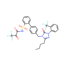 CCCCc1nn(-c2ccccc2C(F)(F)F)c(=O)n1Cc1ccc(-c2ccccc2S(=O)(=O)NC(=O)C(=O)C(F)(F)F)cc1 ZINC000028222178