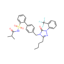 CCCCc1nn(-c2ccccc2C(F)(F)F)c(=O)n1Cc1ccc(-c2ccccc2S(=O)(=O)NC(=O)C(C)C)cc1 ZINC000026671476