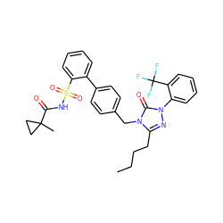 CCCCc1nn(-c2ccccc2C(F)(F)F)c(=O)n1Cc1ccc(-c2ccccc2S(=O)(=O)NC(=O)C2(C)CC2)cc1 ZINC000026716109