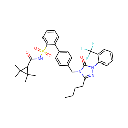 CCCCc1nn(-c2ccccc2C(F)(F)F)c(=O)n1Cc1ccc(-c2ccccc2S(=O)(=O)NC(=O)C2C(C)(C)C2(C)C)cc1 ZINC000026722455