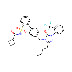 CCCCc1nn(-c2ccccc2C(F)(F)F)c(=O)n1Cc1ccc(-c2ccccc2S(=O)(=O)NC(=O)C2CCC2)cc1 ZINC000026720596