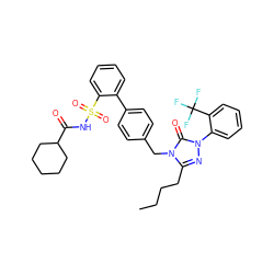 CCCCc1nn(-c2ccccc2C(F)(F)F)c(=O)n1Cc1ccc(-c2ccccc2S(=O)(=O)NC(=O)C2CCCCC2)cc1 ZINC000026671767