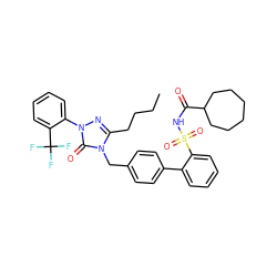 CCCCc1nn(-c2ccccc2C(F)(F)F)c(=O)n1Cc1ccc(-c2ccccc2S(=O)(=O)NC(=O)C2CCCCCC2)cc1 ZINC000026671762