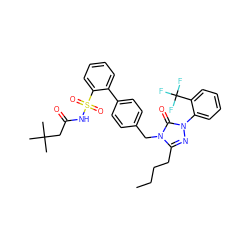 CCCCc1nn(-c2ccccc2C(F)(F)F)c(=O)n1Cc1ccc(-c2ccccc2S(=O)(=O)NC(=O)CC(C)(C)C)cc1 ZINC000003922590