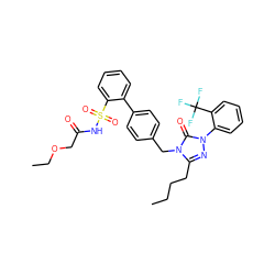 CCCCc1nn(-c2ccccc2C(F)(F)F)c(=O)n1Cc1ccc(-c2ccccc2S(=O)(=O)NC(=O)COCC)cc1 ZINC000026675455