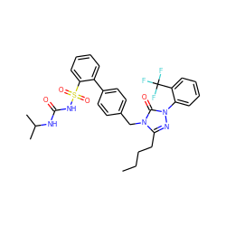 CCCCc1nn(-c2ccccc2C(F)(F)F)c(=O)n1Cc1ccc(-c2ccccc2S(=O)(=O)NC(=O)NC(C)C)cc1 ZINC000026720454