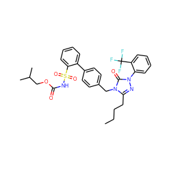 CCCCc1nn(-c2ccccc2C(F)(F)F)c(=O)n1Cc1ccc(-c2ccccc2S(=O)(=O)NC(=O)OCC(C)C)cc1 ZINC000026717285